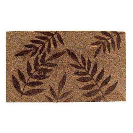 DARE2DECOR 18 x 30 in. Vinyl PVC Back Coir Five Fern Leaves Doormat - Beige DA2582365